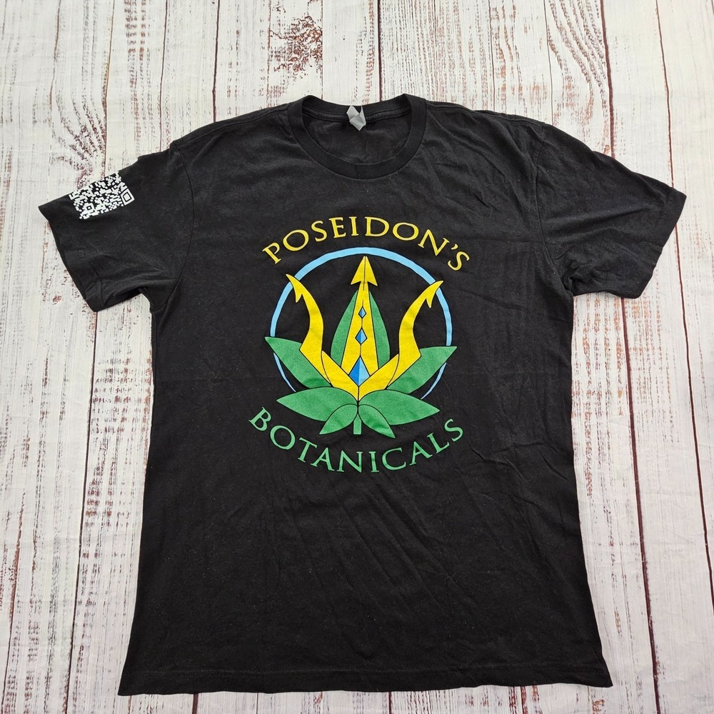 Poseidon's Botanicals Black Short Sleeve Cotton Blend T-Shirt Men's L